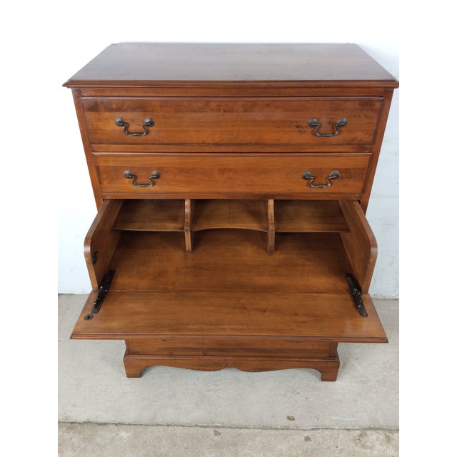 Mid Century Colonial Revival Highboy Dresser With Stow Away Writing Desk For Sale In Philadelphia - Image 6 of 12