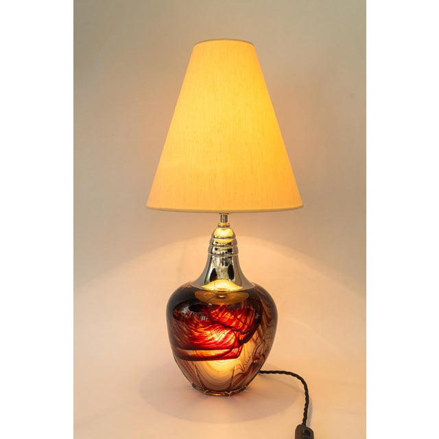 Murano Table Lamp with Fabric Shade, Italy, 1920s For Sale - Image 14 of 18
