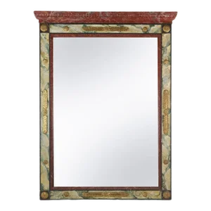 Retro Design Regency Style Gilded and Trompe l'Oeil Marble Mirror