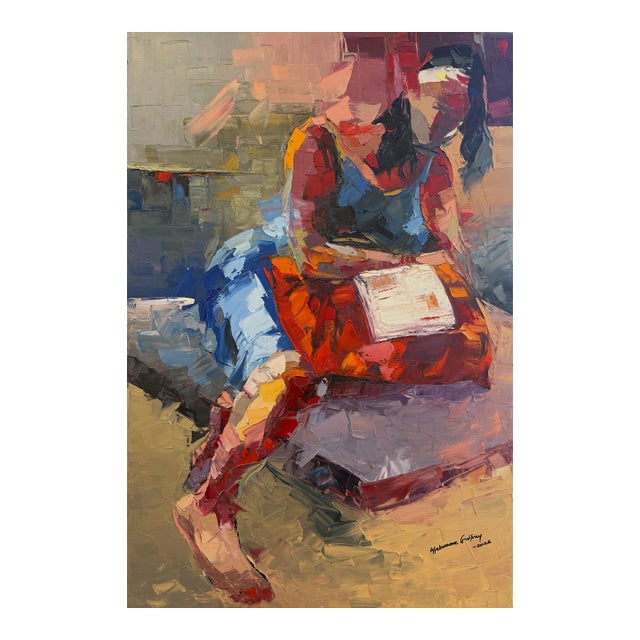The Weight of Stillness, Oil Painting by Godfrey Afebuame, (2026) For Sale