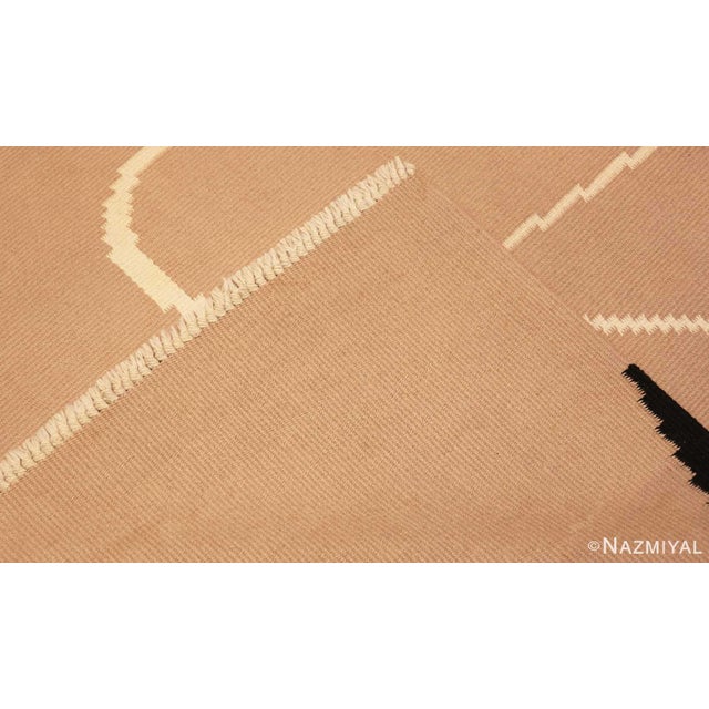 Art Deco Nazmiyal Collection Black and Cream Flat Woven Vintage French Art Deco Rug For Sale - Image 3 of 3
