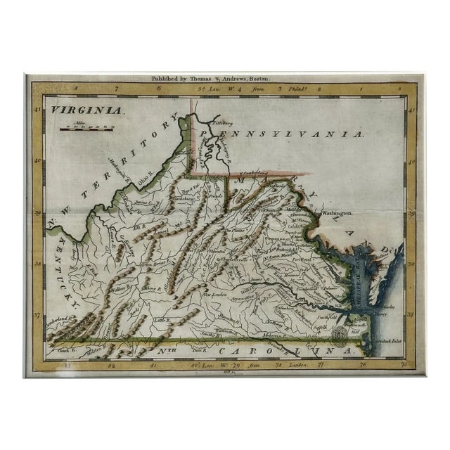 1796 Map of Viriginia From Morse’s Universal Geography, Unframed For Sale