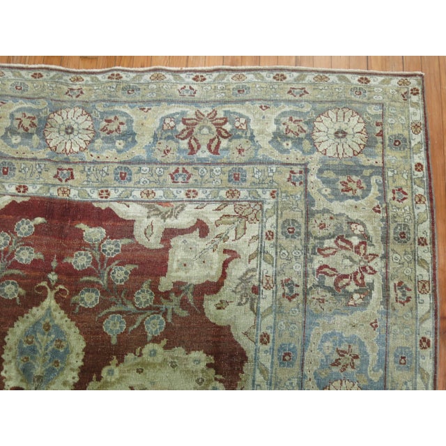 Persian Late 20th Century Fancy Burgundy Persian Tabriz Rug For Sale - Image 3 of 6