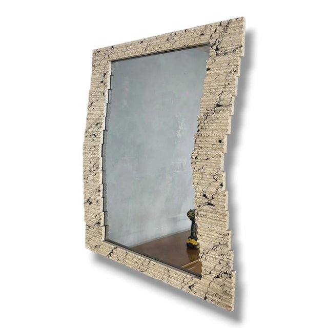 Contemporary Vintage Textured Wall Mirror For Sale - Image 3 of 9