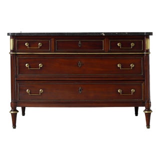 19th Century French Louis XVI Commode With Black Marble Top For Sale