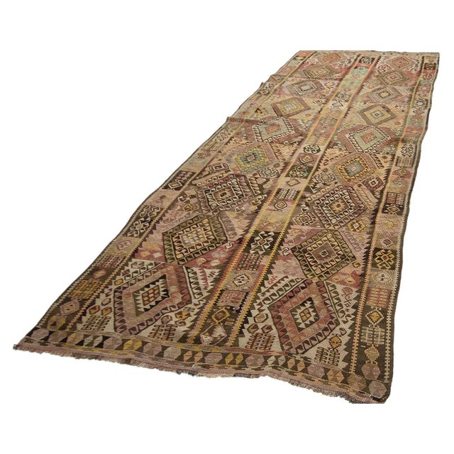 Traditional Vintage Turkish Wool Kars Kilim Rug For Sale - Image 3 of 7