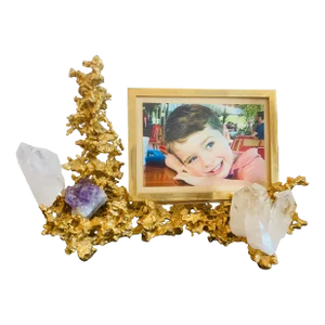 Claude Victor Boeltz French 1970s Gold Bronze Crystal Amethyst Picture Frame
