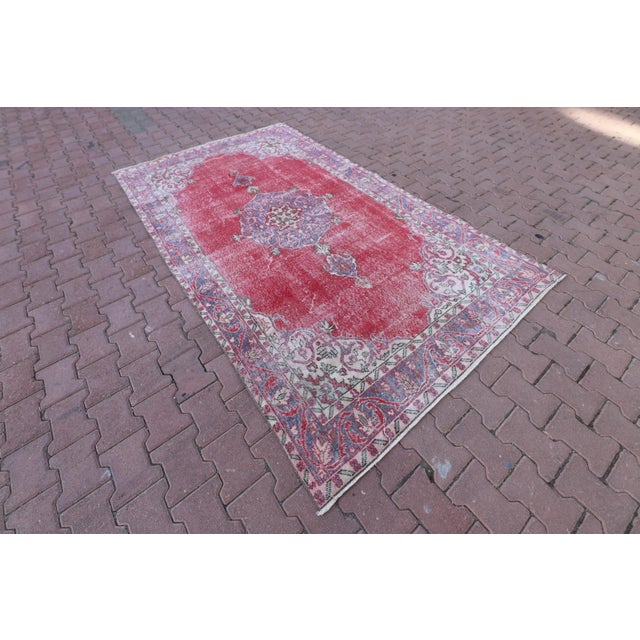 Tribal 1950s Vintage Turkish Art Deco Anatolian Tribal Oushak Area Rug For Sale - Image 3 of 13