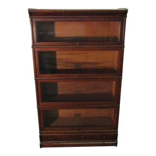 Globe Wernicke Four Section Barrister Oak Bookcase For Sale