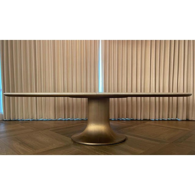 Oval Pyrolave and Bronze Pedestal Dining Table, by Giorgetti, Italy 2018 For Sale - Image 9 of 12