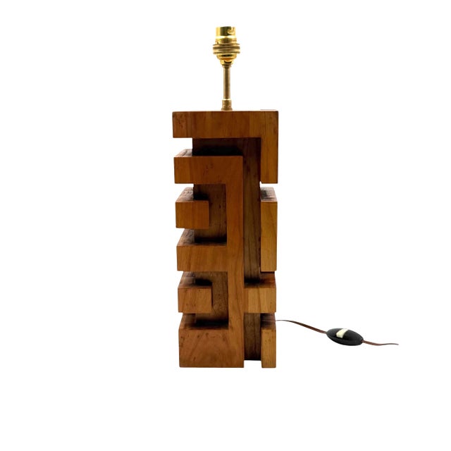 Wood 1970s Hollywood Regency Wood Table Lamp For Sale - Image 7 of 12