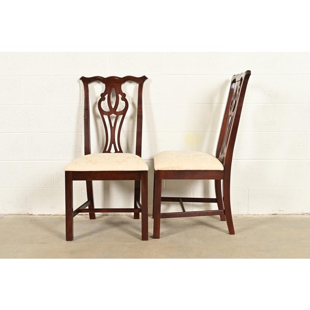 Thomasville Georgian Carved Mahogany Dining Chairs, Set of Four For Sale - Image 9 of 13