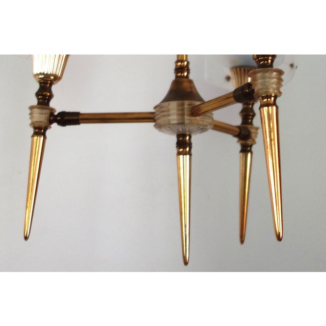 Gold Vintage 3-Light Chandelier, 1950s For Sale - Image 8 of 9