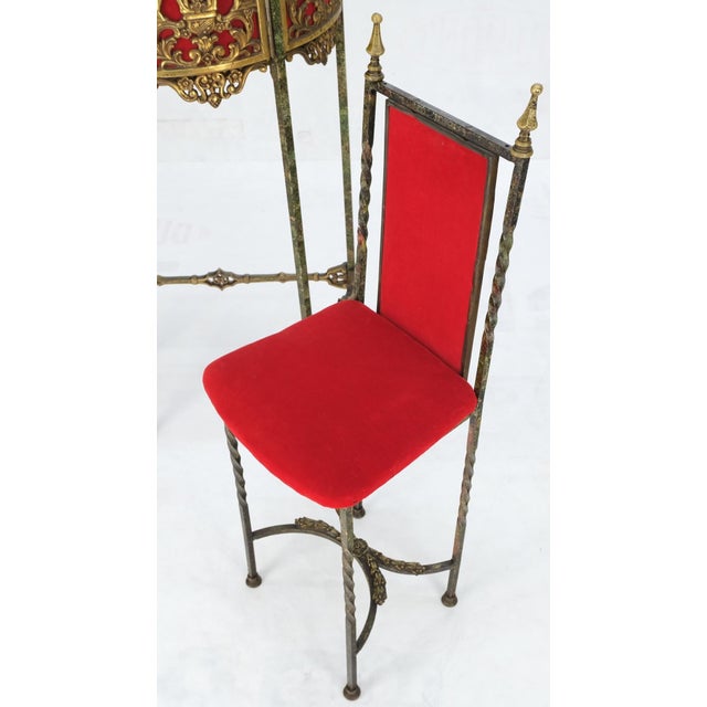 Metal Demi Lune Bronze Ornaments Mount Decorated Petit Console Table w/ Chair Mint For Sale - Image 7 of 18