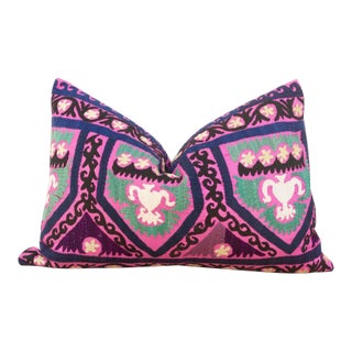 Wild Berry Suzani Lumbar Pillow For Sale