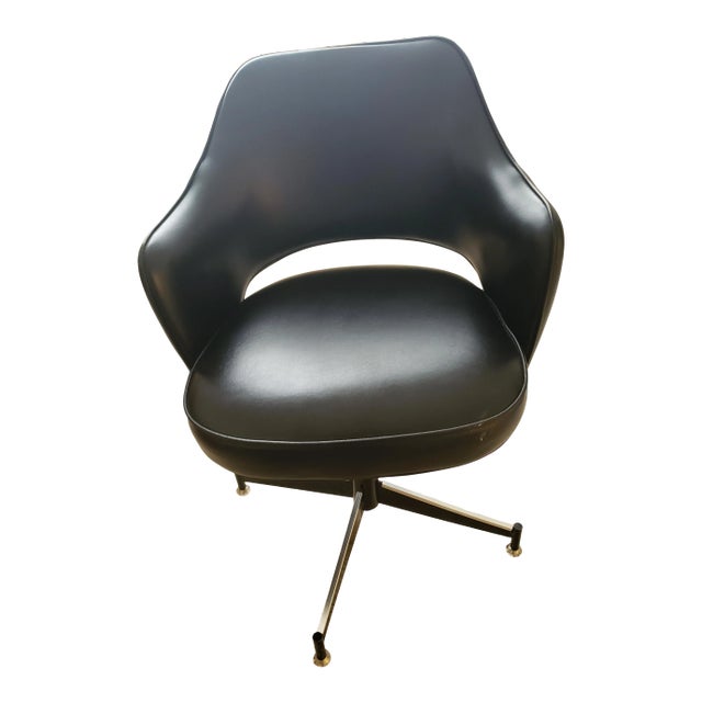 Mid Century Black Overman Swivel Office Chair For Sale
