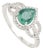 Art Deco Pear Emerald & Diamond Halo Engagement Ring in 14k White Gold Size 5 For Sale