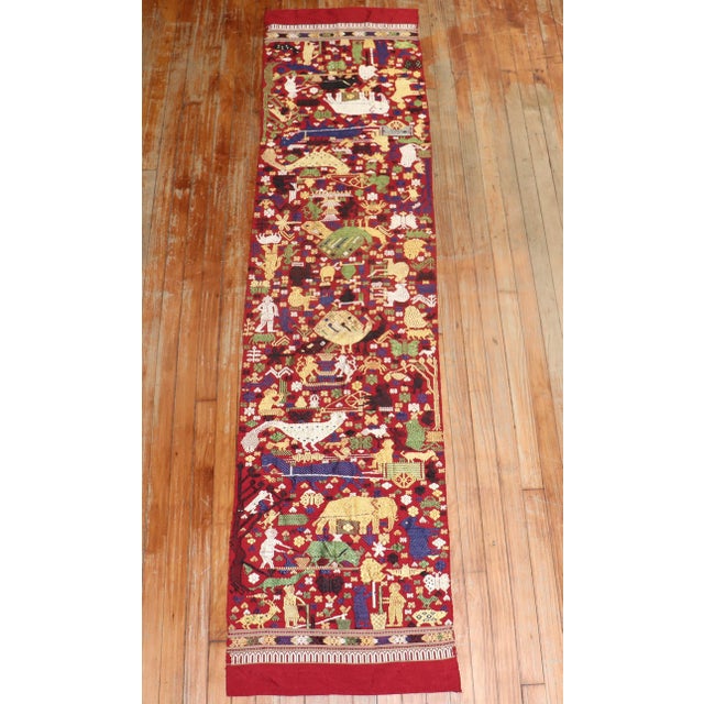 Early 21st Century Pictorial Egyptian Textile - 1'10" x 7'10" For Sale - Image 17 of 18