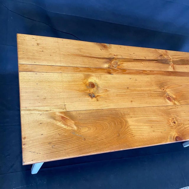Mid 19th Century Antique Pine Grange Hall Farm Table From Maine For Sale - Image 5 of 10