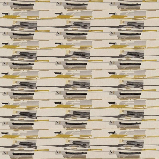 Harlequin Zeal Fabric in Charcoal/Mustard/Onyx - a Sample For Sale