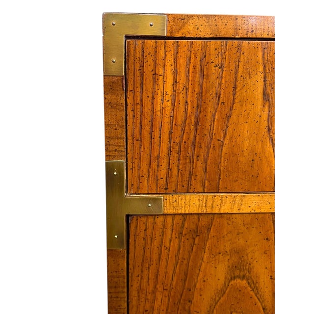 Brass Vintage Campaign Style Five Drawer Dresser by Dixie With Brass-Toned Hardware and Dovetailed Drawers For Sale - Image 8 of 11