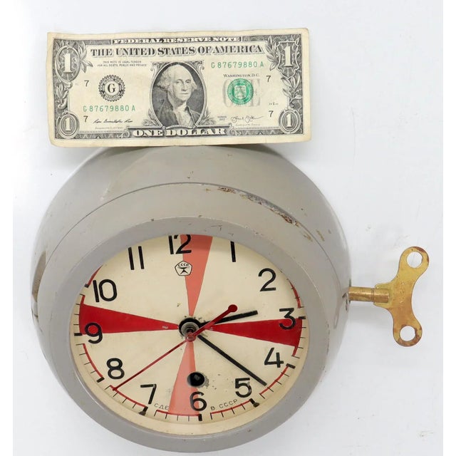 Mid 20th Century Midcentury Space Ship Era Wind Up Wall Clock 1960s For Sale - Image 5 of 13