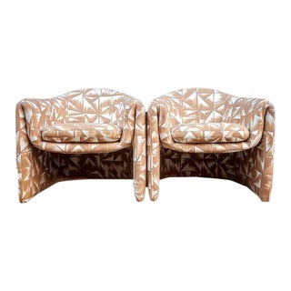 Vintage Vladimir Kagan Reupholstered Print Chairs in Dedar Fabric - a Pair For Sale