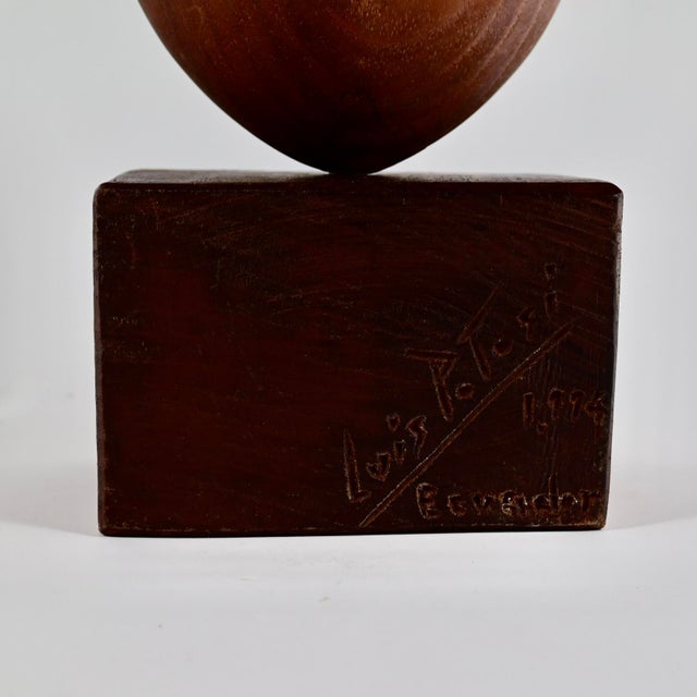 Auburn Luis Potosi Vintage Wooden Abstract Bird Sculpture, Created in Ecuador, Carved Signed and Dated 1975 For Sale - Image 8 of 9