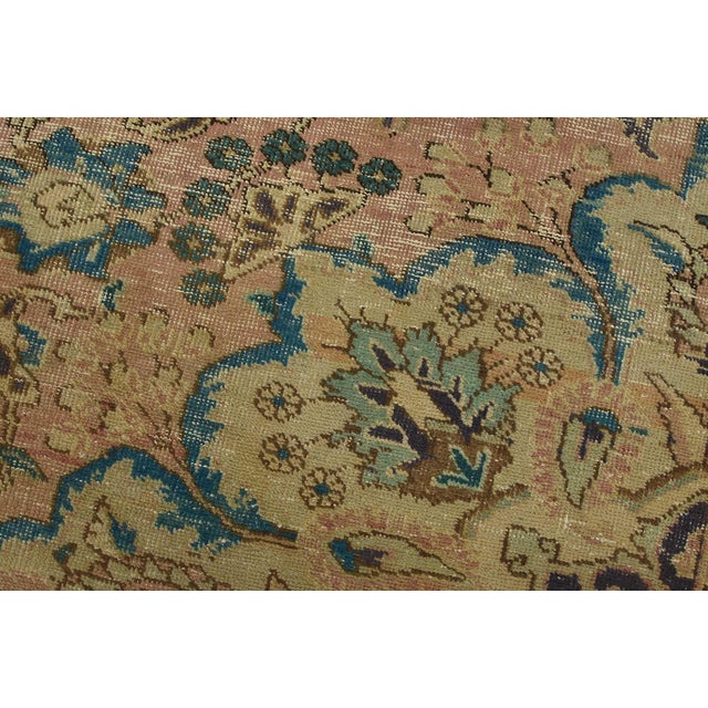 Tabriz Rug 7’8” X 10′ Pink Wool Vintage Distressed Hand-Knotted Carpet For Sale - Image 4 of 15