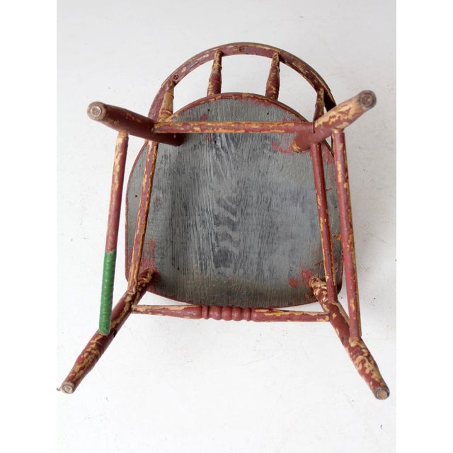 Antique Red Painted Windsor Captain's Chair For Sale - Image 10 of 14