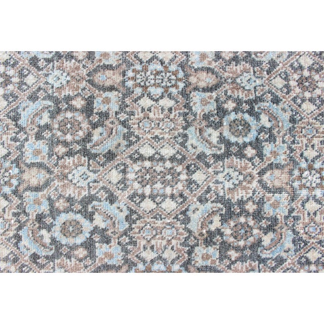 Medium Blue and Gray Background Persian Tabriz Rug With All-Over Herati Design 8'6 X 11'7 For Sale In Atlanta - Image 6 of 18