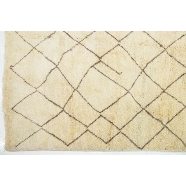 Beige Tribal Modern Moroccan Style Oversize Wool Rug in Beige Color For Sale - Image 8 of 11