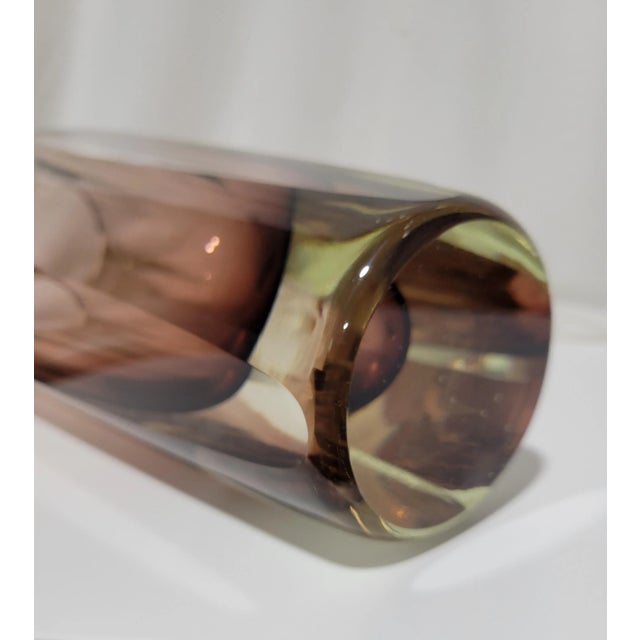Amethyst Vintage Geometric Deep Amethyst Sommerso Glass Vase For Sale - Image 8 of 11