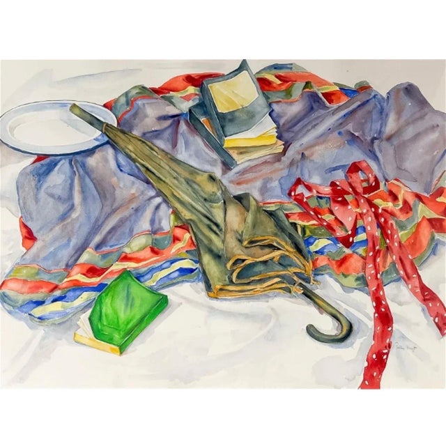 Paint Polly Kraft, American Woman Artist Society Doyenne Polly Kraft Large Watercolor Painting, 1984 For Sale - Image 7 of 14