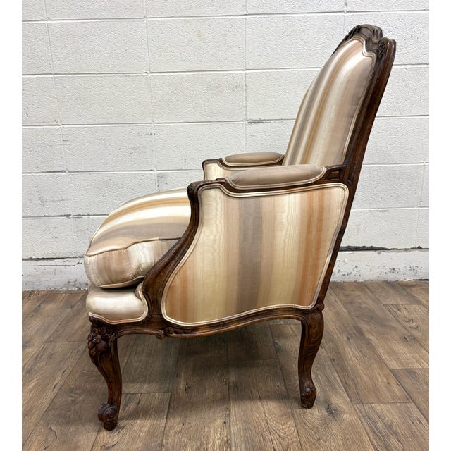 Antique French Louis XV Carved Bergere Chair Fauteuil For Sale - Image 11 of 12