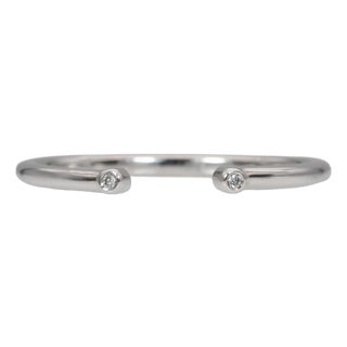 Open Band Stackable Diamond Ring With Natural Diamond Accents in Solid 14k Gold, Size 6.75 For Sale