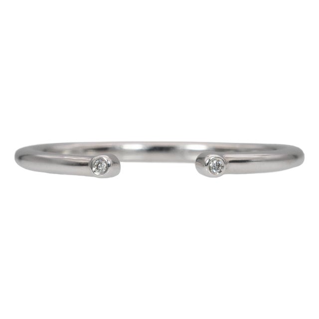 Open Band Stackable Diamond Ring With Natural Diamond Accents in Solid 14k Gold, Size 6.75 For Sale