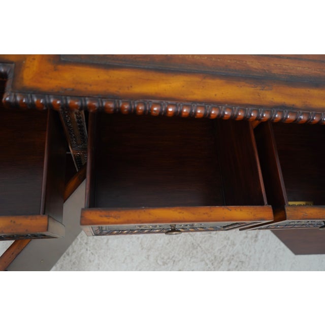 Maitland - Smith Maitland Smith Leather Top Renaissance Style Credenza Sideboard For Sale - Image 4 of 18