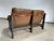 Jean Gillon 1970’s Brazilian Style Scandinavian Leather Sling Loveseat For Sale - Image 4 of 12