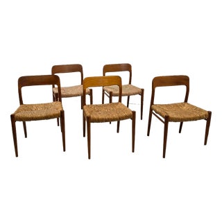 Danish Model 75 Diner Chairs by Niels Møller, 1960s, Set of 5 For Sale