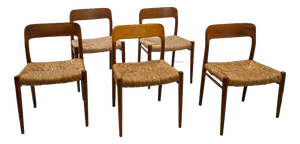 Danish Model 75 Diner Chairs by Niels Møller, 1960s, Set of 5
