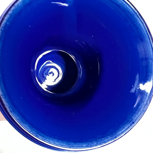 Royal Blue Late 19th Century Pair Victorian Cobalt Blue Jardinière Vases W/ Ring Handles & Paw Feet For Sale - Image 8 of 15