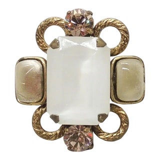 1990s Vintage Philippe Ferrandis Rhinestone Adjustable Ring For Sale