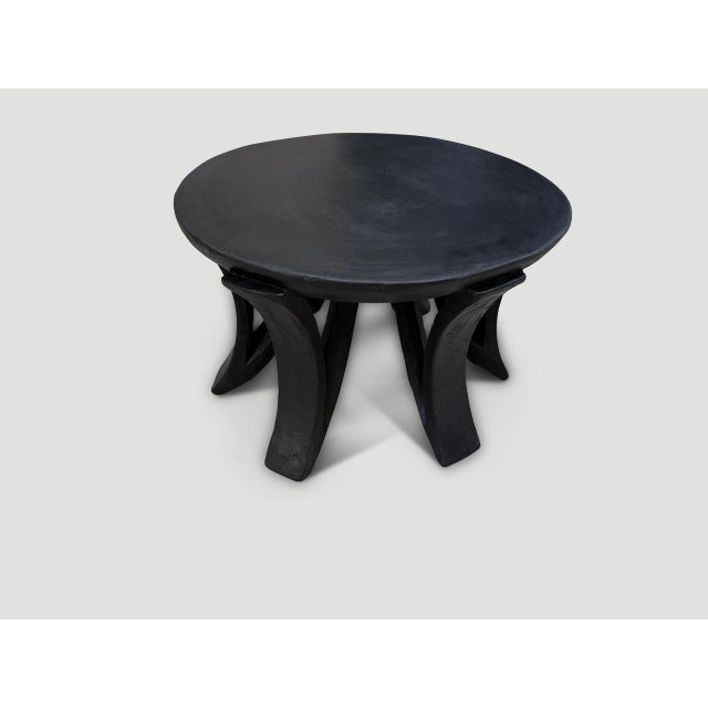 Andrianna Shamaris Rustic African Hand Carved Large Side Table Or Coffee Table For Sale - Image 4 of 6