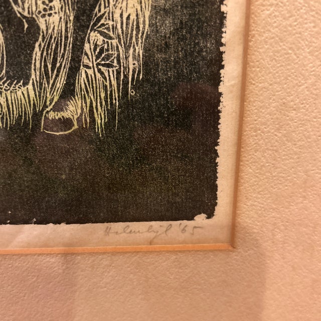 Mid 20th Century “Saffron Scent” Vintage Original Wood Block Print by Helen Siegel For Sale In Philadelphia - Image 6 of 12