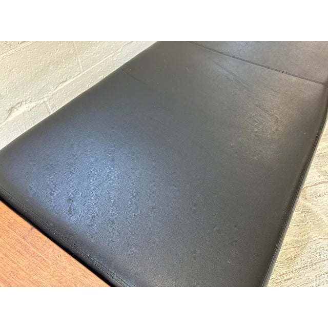 Black Leather and Wood Gallery Style Modern Bench From Keilhauer of Canada For Sale - Image 8 of 12