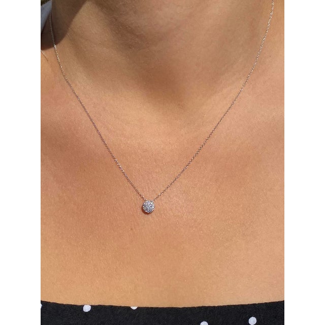 2000 - 2009 The Magley: Ladies 14K White Gold Diamond Halo Necklace For Sale - Image 5 of 5