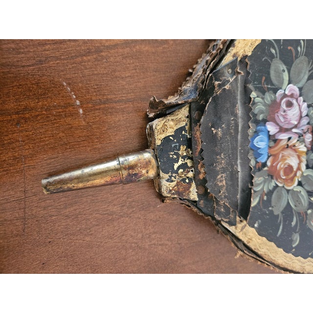 Early 19th Century Antique Painted Fireplace Bellows Flemish, Botanical Flowers For Sale - Image 5 of 7
