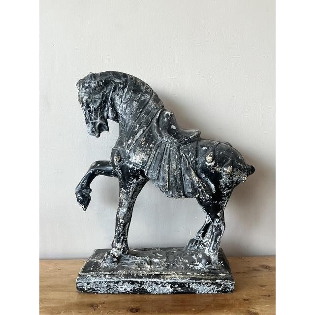 Vintage Cast Concrete Tang Horse For Sale - Image 9 of 12