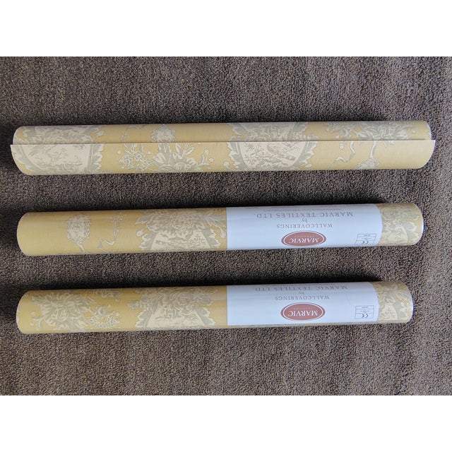 Marvic Textiles Les Oiseaux Gold Designer Wallpaper- 3 Rolls/33 Yds For Sale - Image 14 of 14